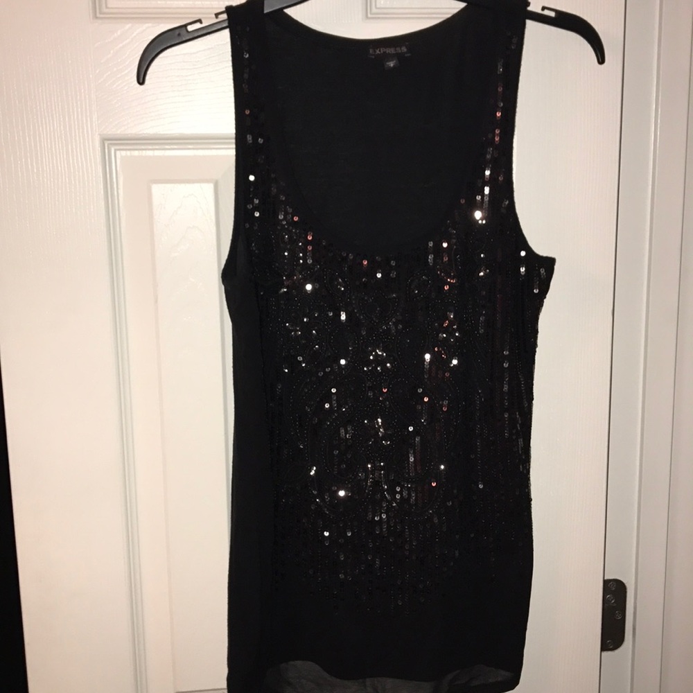 Express Black Sequin Top